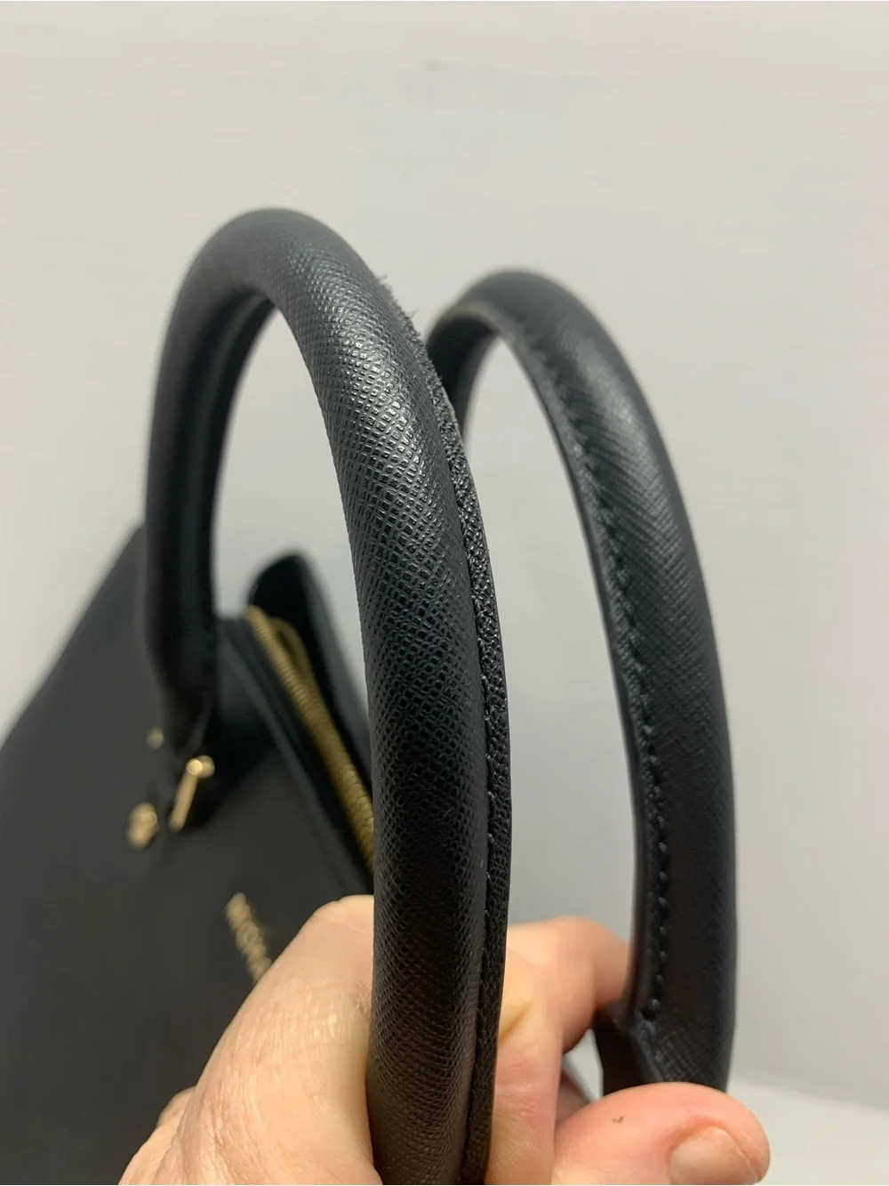 Michael Kors Savannah Black Saffiano Leather Satchel Gold Hardware
